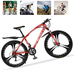 M-TOP Bicicletas de montaña 26'' Bicicleta de Carretera para Mujer y Hombre, 21 Velocidad Mountain Bike con Suspensión Delantero, Doble Freno de Disco, Bicicletas Montaña de Carbon Acero, Rojo, 3 Spokes