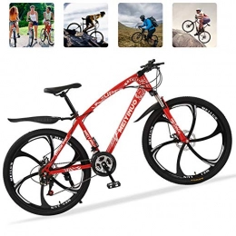 M-TOP Bicicletas de montaña 26'' Bicicleta de Carretera para Mujer y Hombre, 21 Velocidad Mountain Bike con Suspensión Delantero, Doble Freno de Disco, Bicicletas Montaña de Carbon Acero, Rojo, 6 Spokes