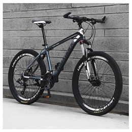 FMOPQ Bicicletas de montaña 26 Inch Mountain Bike HighCarbon Steel Frame Double Disc Brake and Suspensions 27 Speeds Unisex Gray