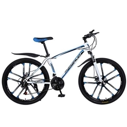 ZKHD Bicicletas de montaña 26 Pulgadas 27 Velocidad De Bicicleta De Cruz País 10 Radios De Acero Al Carbono De Una Sola Rueda De Montaña Doble Freno De Disco De Absorción De Choque De Velocidad Variable, White blue, 26 inches