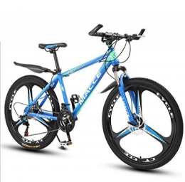 Tochange Bicicletas de montaña 26" Rueda de bicicleta de montaña para hombres y mujeres, bastidor de suspensión Mountain Trail bicicletas acero de alto carbono MTB bicicleta doble freno de disco, unisex 27 de velocidad, Azul