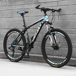 Abrahmliy Bicicleta Actualización de 24 pulgadas bicicleta de montaña marco de cola dura de acero de alto carbono marco bicicleta de carreras de carretera doble freno de disco antideslizante negro azul_21 veloc