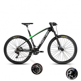PXQ Bicicleta Adultos bicicleta de montaña de fibra de carbono XC 22 velocidades Off-Road Bike con amortiguador de presin de aire y bicicletas de freno de aceite de la horquilla delantera 26" / 27.5", Green, 26"*15.5