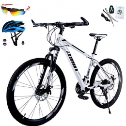 AI-QX Bicicletas de montaña AI-QX Bicicleta de montaña 26'', Unisex Adulto, 30V. Sistema de Frenos de Aceite Incluyendo Gafas y Casco, Blanco