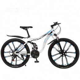 Alqn Bicicleta Alqn Bicicleta de montaña Bicicleta de 26 pulgadas, Bicicleta de acero al carbono Mtb Suspensin completa, Doble freno de disco, C, 24 velocidades