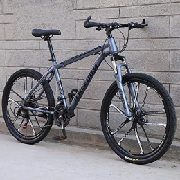 RICHLN Bicicleta Alto Carbono Choque De Acero-absorbente Plegable Bicicleta De Montaña, -24--30 Velocidad Todo-campo Bicicletas Con Frenos De Disco, 24 / 26 Pulgadas Adult Bicicleta De Montaña Negro / gris 26", 30 Velocidad