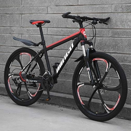 AP.DISHU Bicicleta de montaña de Velocidad Variable 21/24/27/30 Bicicleta de Velocidad 24 Pulgadas MTB Frenos de Disco Bicicleta de suspensin Completa,Red+Black,30 Speed