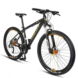 AZYQ Bicicletas de montaña AZYQ Bicicletas de montaña de 27.5 pulgadas, bicicleta de montaña rgida de 27 velocidades para adultos, cuadro de aluminio, bicicleta de montaña todo terreno, asiento ajustable, dorado