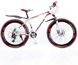 baozge Bicicleta Baozge 26 en Mountain Bike de 24 velocidades para adultos ligeros de aleacin de aluminio Full Frame rueda suspensin delantera hombres bicicleta freno de disco azul 1-rojo 2