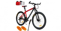 Desconocido Bicicleta BDW - Bicicleta de montaña con cuadro de aluminio Shimano de 21 marchas, freno de disco de 26 pulgadas, marco de bicicleta de montaña de 18 pulgadas, aditivo, color rojo