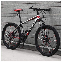 ACDRX Bicicleta Bicicleta, Adulto 26 Pulgadas 21 Velocidades Hard Tail Bicicleta, Ciclismo De MontaA, Bicicleta MontaA, De Doble Disco De Freno, Marco De Acero De Alto Carbono, Black Red