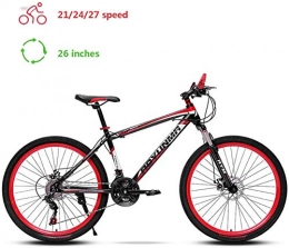 WSJYP Bicicleta Bicicleta de Montaa para Adultos de 26 Pulgadas, Bicicletas Rgidas de Acero al Carbono de Alto Carbono, MTB de 21 / 24 / 27 Velocidades, Engranajes Frenos de Doble Disco Bicicleta de Montaa, 27speed-Red