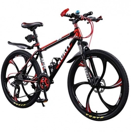JAEJLQY Bicicletas de montaña Bicicleta de Montaa- plegable de 24 / 26 pulgadas, frenos de disco dobles de 21 / 24 / 27 / 30 velocidades para bicicleta, 6 ruedas de cuchillo y 3 ruedas de cuchillo para de montaña, Rojo, 21speed26in