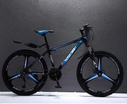 FXMJ Bicicleta Bicicleta de montaña 26 Pulgadas, Bicicleta de montaña de Acero al Carbono Bicicleta de 27 velocidades Suspensión Completa Rueda de Corte MTB 3, Freno de Doble Disco, Azul