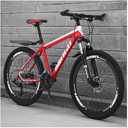 Suge Bicicleta Bicicleta de montaña de 24 Pulgadas, Doble Freno de Disco Cuadro de la Bicicleta con Asiento Ajustable, Bicicletas de montaña de los Hombres de 21 / 24 / 27 / 30 Velocidad (Color : Red, Size : 21 Speed)