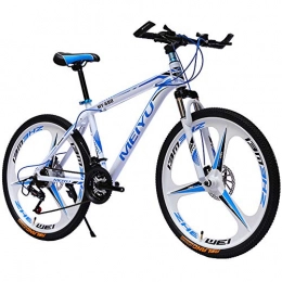 FXMJ Bicicleta Bicicleta De Montaña De 26 Pulgadas Y 27 Velocidades para Adultos, Bicicletas De MTB Cuadro De Suspensión Completa De Aluminio Ligero, Horquilla De Suspensión, Freno De Disco, White Blue
