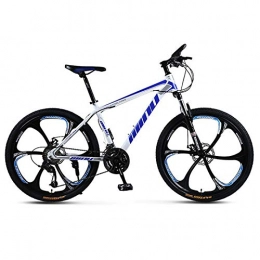 KUKU Bicicleta Bicicleta De Montaña De Acero Con Alto Contenido De Carbono De 26 Pulgadas, Bicicleta De Montaña Para Adultos De 21 Velocidades, Adecuada Para Entusiastas De Los Deportes Y El Ciclismo, White blue