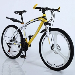KUKU Bicicleta Bicicleta De Montaña De Acero Con Alto Contenido De Carbono De 26 Pulgadas, Bicicleta De Montaña Para Hombres De 24 Velocidades, Adecuada Para Entusiastas De Los Deportes Y El Ciclismo, White yellow