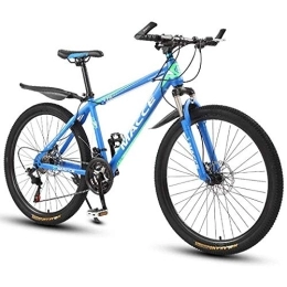 L&WB Bicicleta Bicicleta De Montaña De Bicicleta De Montaña, 26 Pulgadas De Damas / para Hombre MTB Bicicletas De Acero Al Carbono Ligero 21 / 24 / 27 / 30 Velocidades De Suspensión Delantera, Azul, 24speed
