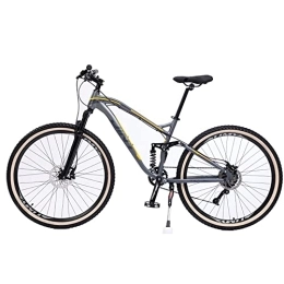 JAMCHE Bicicleta Bicicleta de montaña de doble suspensión, rueda de 27, 5 pulgadas, bicicleta de montaña para hombre, bicicleta de freno de disco doble para mujer, bicicleta de montaña con acero de alto carbono, 9 / 10 / 1