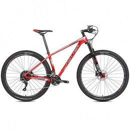 BQSWYD Bicicleta Bicicleta de Montaña de Fibra de Carbono para Todo Terreno de 27.5 Pulgadas, con Horquilla de Suspensión de 27 Velocidades / Freno de Doble Disco, Bicicleta MTB de Suspensión Completa, Rojo, 27.5×15