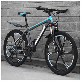 CWZY Bicicletas de montaña Bicicleta de montaña para hombre, 26 pulgadas, acero de alto carbono, bicicleta de montaña con suspensión frontal, asiento ajustable, 27 velocidades., Cyan 6 Spoke