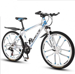 Tochange Bicicletas de montaña Bicicleta de montaña para hombre de 26 pulgadas, bicicleta de freno de doble disco MTB Cuadro de suspensión completa de acero con alto contenido de carbono con asiento ajustable, Blanco, 27 speed