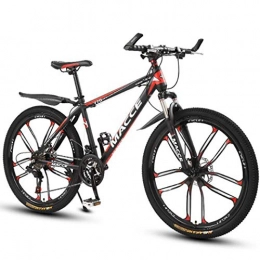 Tochange Bicicleta Bicicleta de montaña para hombre de 26 pulgadas, bicicleta de freno de doble disco MTB Cuadro de suspensión completa de acero con alto contenido de carbono con asiento ajustable, Rojo, 27 speed