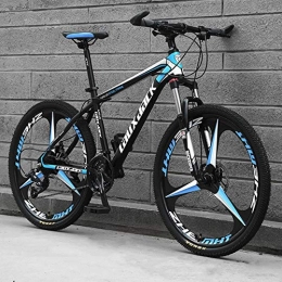 KUKU Bicicleta Bicicleta De Montaña Para Hombre De 26 Pulgadas, Bicicleta De Montaña De Acero Con Alto Contenido De Carbono De 21 Velocidades, Adecuada Para Entusiastas De Los Deportes Y El Ciclismo, Black and blue