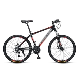 JAMCHE  Bicicleta de Montaña Suspensión Delantera de 26 Pulgadas Bicicleta de Montaña de Acero al Carbono de 24 / 27 Velocidades para Adultos Bicicletas MTB con Freno de Disco Doble para Hombres y Mujeres / Rojo