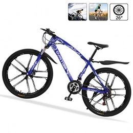 M-TOP Bicicleta Bicicleta de Ruta Carbono Acero R26 21V Bicicleta de Montaa MTB con Suspensin Delantero, Doble Freno de Disco, Azul, 10 Spokes