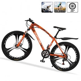 M-TOP Bicicletas de montaña Bicicleta de Ruta Carbono Acero R26 21V Bicicleta de Montaa MTB con Suspensin Delantero, Doble Freno de Disco, Naranja, 3 Spokes