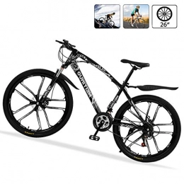 M-TOP Bicicletas de montaña Bicicleta de Ruta Carbono Acero R26 21V Bicicleta de Montaa MTB con Suspensin Delantero, Doble Freno de Disco, Negro, 10 Spokes