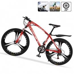 M-TOP Bicicletas de montaña Bicicleta de Ruta Carbono Acero R26 21V Bicicleta de Montaa MTB con Suspensin Delantero, Doble Freno de Disco, Rojo, 3 Spokes