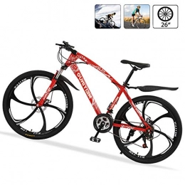 M-TOP Bicicletas de montaña Bicicleta de Ruta Carbono Acero R26 21V Bicicleta de Montaa MTB con Suspensin Delantero, Doble Freno de Disco, Rojo, 6 Spokes