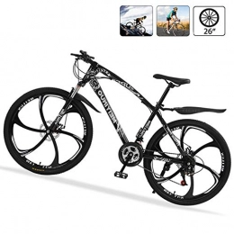 M-TOP Bicicletas de montaña Bicicleta de Ruta Carbono Acero R26 21V Bicicleta de Montaña MTB con Suspensión Delantero, Doble Freno de Disco, Negro, 6 Spokes
