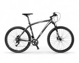 Bicicleta MBM Twentyseven.5 de aluminio, suspensión delantera, frenos de disco, 27.5", 27 velocidades (Negro Mate / Blanco, L (H52))
