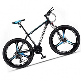 M-TOP Bicicleta Bicicleta montaña Adulto Hombre de Acero de Alto Carbono Velocidad Bici Descenso MTB con suspensión Delante y Freno de Disco mecánico, Azul, 27 Speed 24 Inch