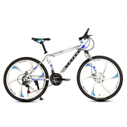 ACDRX Bicicletas de montaña Bicicleta MontañA, Bicicleta, Ciclismo De MontañA, Adulto 26 Pulgadas 21 Velocidades, Ciclismo De Doble Disco De Freno, Marco De Acero De Alto Carbono, White Blue