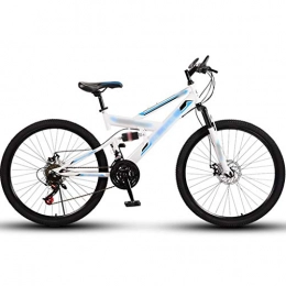 YHRJ Bicicletas de montaña Bicicleta Para Adultos Bicicletas Ligeras De Carretera Para Todo Terreno, Bicicleta De Montaña Con Doble Amortiguación Para Acampar Al Aire Libre MTB ( Color : White Blue-24spd , Size : 26inch wheel )