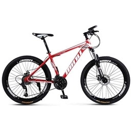 WEHOLY Bicicleta Bicicleta para hombre 'Bicicleta de montaña, Acero de alto carbono Marco de acero de 27 velocidades Ruedas de radios de 26 pulgadas, Horquillas de suspensión delantera totalmente ajustables, Rojo