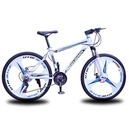 WEHOLY Bicicleta Bicicleta para hombre, bicicleta de montaña, cuadro de acero de 24 velocidades, 24 pulgadas, ruedas de 3 radios, horquillas de suspensión delantera totalmente ajustables, frenos de disco para bic