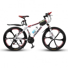 WEHOLY Bicicletas de montaña Bicicleta para hombre, bicicleta de montaña, ruedas de 6 radios, doble cuadro de acero de 17 ', horquilla de suspensin delantera con unidad de choque totalmente ajustable de 24 velocidades, rojo