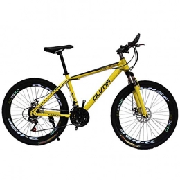 WEHOLY Bicicletas de montaña Bicicleta para hombre 'Mountain Bike, cuadro de acero de 17', horquilla de suspensión delantera con unidad de amortiguador trasero de 21 / 24 / 27 / 30 velocidades totalmente ajustable, amarillo, 24 ve