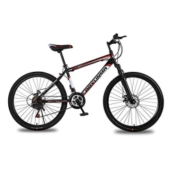 WEHOLY Bicicletas de montaña Bicicleta para hombre 'Mountain Bike, cuadro de acero de 17', horquillas de suspensión delantera con unidad de amortiguación trasera totalmente ajustable de 24 velocidades, rojo, 27 velocidades