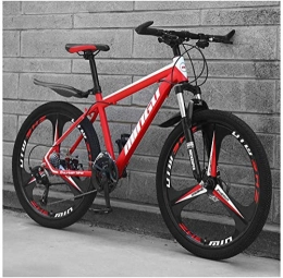 CDFC Bicicleta Bicicletas 26 pulgadas de montaña, para hombre de las mujeres de acero al carbono de bicicletas, Tren de transmisión Todo Terreno de la bici de montaña con doble freno de disco, Rojo, 3 spoke, 24 Speed