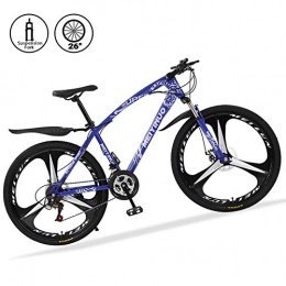 M-TOP Bicicletas de montaña Bicicletas de Montaa 26 Pulgadas 21 Speed Mountain Bike de Carbono Acero Suspensin Delantera Vicicletas MTB de Doble Freno de Disco, Azul, 3 Spokes