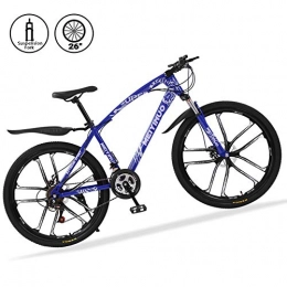M-TOP Bicicletas de montaña Bicicletas de Montaña 26 Pulgadas 21 Speed Mountain Bike de Carbono Acero Suspensión Delantera Vicicletas MTB de Doble Freno de Disco, Azul, 10 Spokes