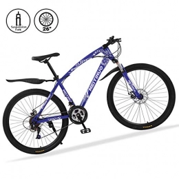 M-TOP Bicicletas de montaña Bicicletas de Montaña 26 Pulgadas 21 Speed Mountain Bike de Carbono Acero Suspensión Delantera Vicicletas MTB de Doble Freno de Disco, Azul, 30 Spokes