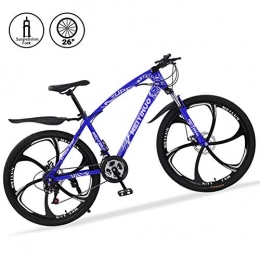 M-TOP Bicicletas de montaña Bicicletas de Montaña 26 Pulgadas 21 Speed Mountain Bike de Carbono Acero Suspensión Delantera Vicicletas MTB de Doble Freno de Disco, Azul, 6 Spokes